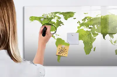 Magnetic marker board watercolor world map style