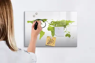 Magnetic marker board watercolor world map style