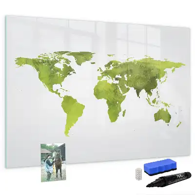Magnetic marker board watercolor world map style
