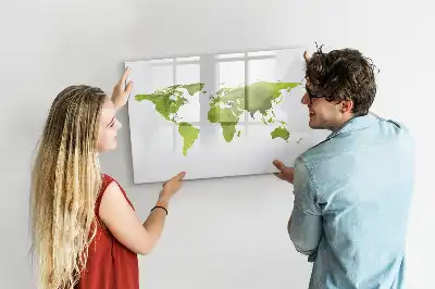 Magnetic marker board watercolor world map style