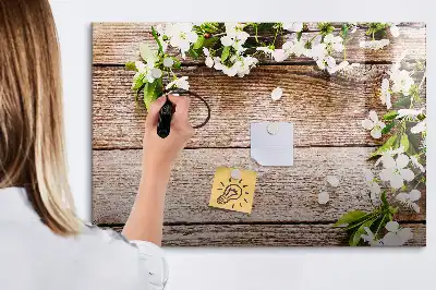 Magnetic marker board flowers on wood