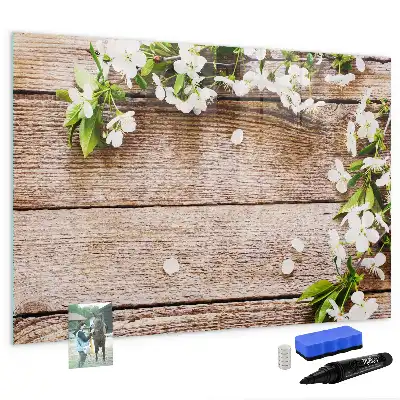 Magnetic marker board flowers on wood