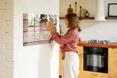 Magnetic marker board flowers on wood