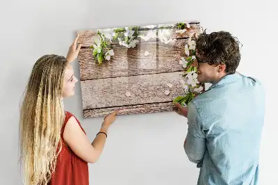 Magnetic marker board flowers on wood