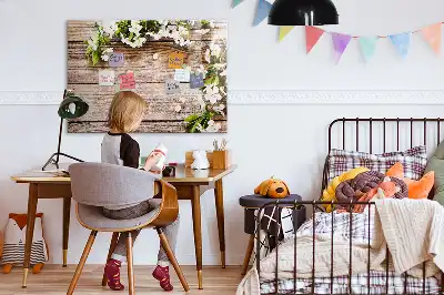 Magnetic marker board flowers on wood