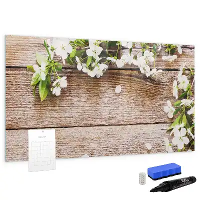 Magnetic marker board flowers on wood
