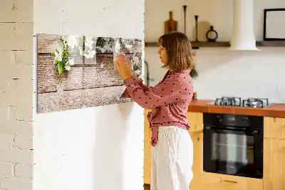 Magnetic marker board flowers on wood