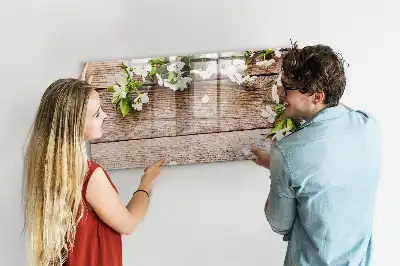 Magnetic marker board flowers on wood