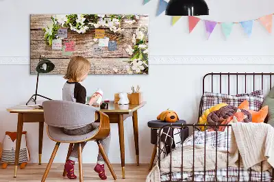 Magnetic marker board flowers on wood