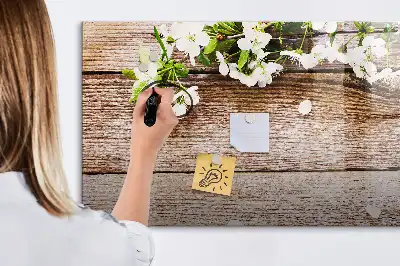 Magnetic marker board flowers on wood