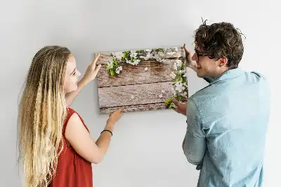 Magnetic marker board flowers on wood