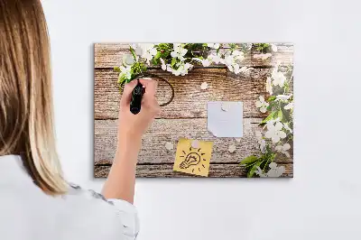 Magnetic marker board flowers on wood