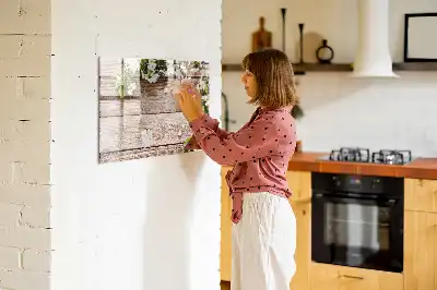 Magnetic marker board flowers on wood