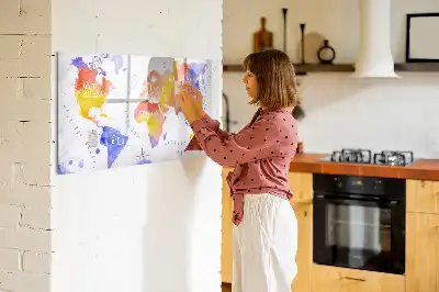 Watercolor world map magnetic marker board