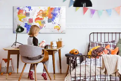 Watercolor world map magnetic marker board