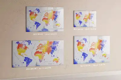 Watercolor world map magnetic marker board