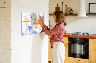 Watercolor world map magnetic marker board