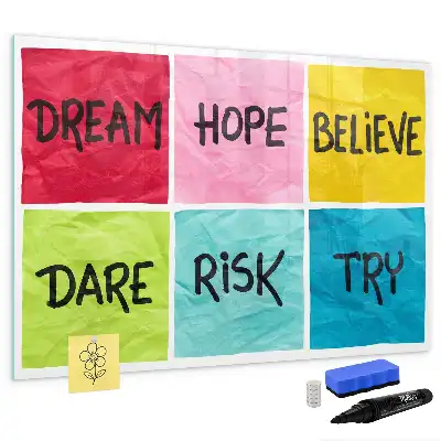 Magnetic glass dry erase board motivational design