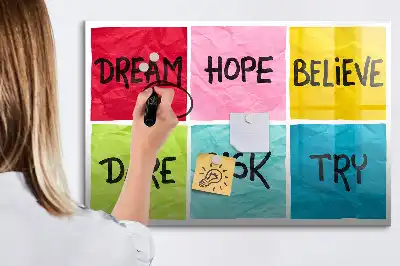 Magnetic glass dry erase board motivational design