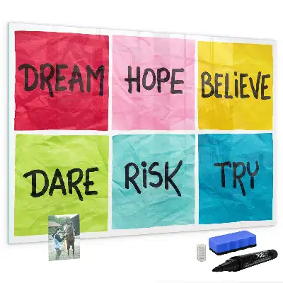 Magnetic glass dry erase board motivational design