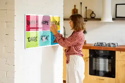 Magnetic glass dry erase board motivational design