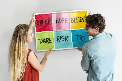 Magnetic glass dry erase board motivational design