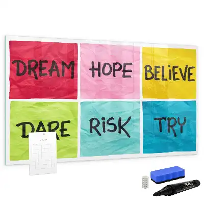 Magnetic glass dry erase board motivational design