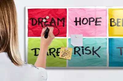 Magnetic glass dry erase board motivational design