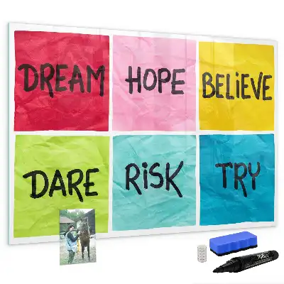 Magnetic glass dry erase board motivational design