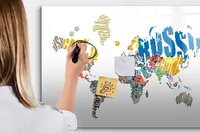 Magnetic world map marker board with typography design