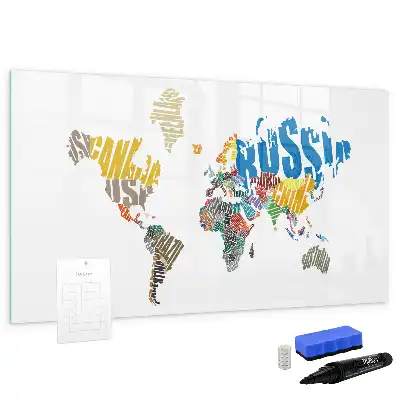 Magnetic world map marker board with typography design