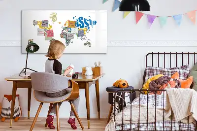 Magnetic world map marker board with typography design