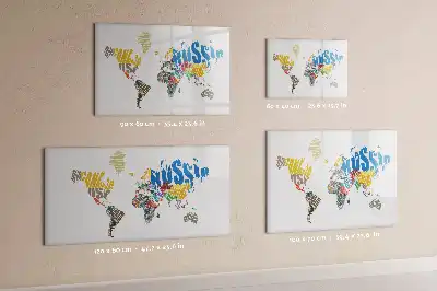 Magnetic world map marker board with typography design