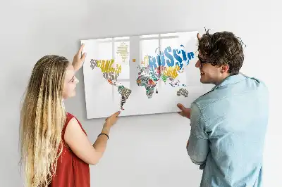 Magnetic world map marker board with typography design