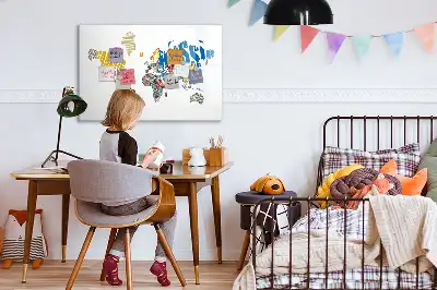 Magnetic world map marker board with typography design