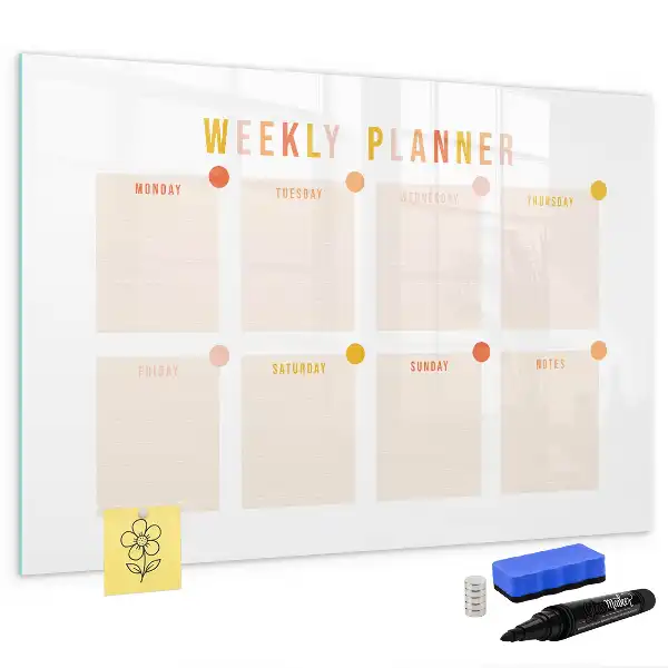 Magnetic marker board week planner