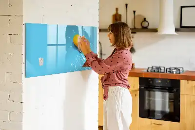 Magnetic glass dry erase board with light bulb drawing