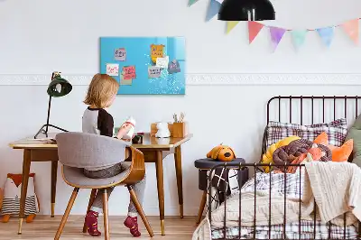 Magnetic glass dry erase board with light bulb drawing