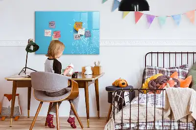 Magnetic glass dry erase board with light bulb drawing