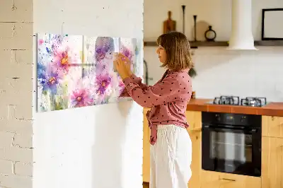 Magnetic marker board with painted flowers print