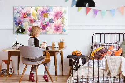 Magnetic marker board with painted flowers print