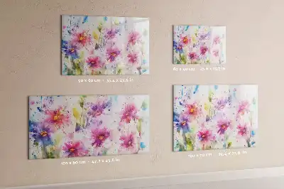 Magnetic marker board with painted flowers print