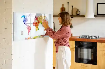 Magnetic marker board watercolor world map design