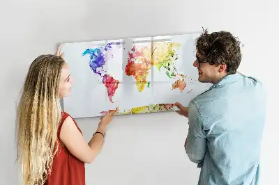 Magnetic marker board watercolor world map design