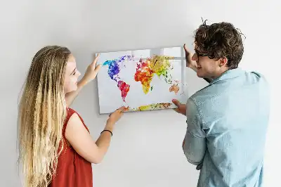 Magnetic marker board watercolor world map design