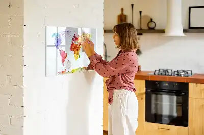 Magnetic marker board watercolor world map design
