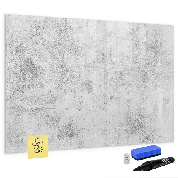 Magnetic glass dry erase board concrete wall finish