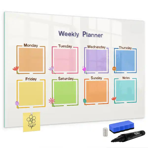 Weekly planner magnetic marker board