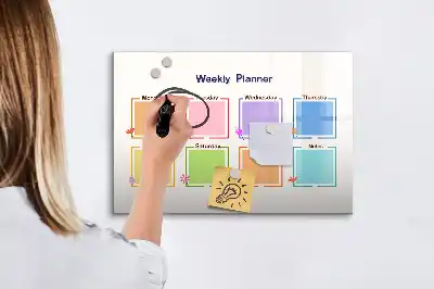 Weekly planner magnetic marker board