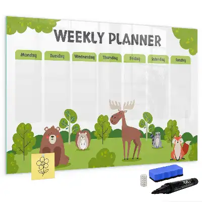 Magnetic glass dry erase board timetable design